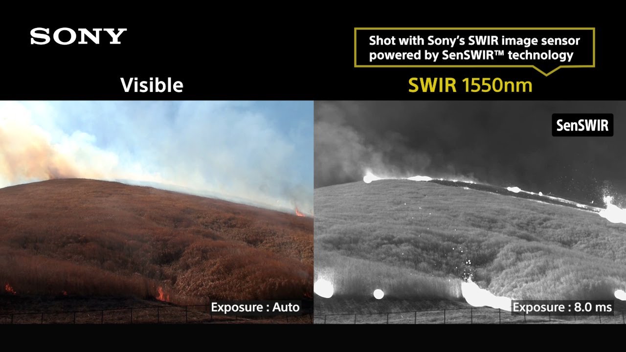 SWIR Imaging to Visualize Fire in the Mountains: Comparison with Visible Spectrum | Sony Official