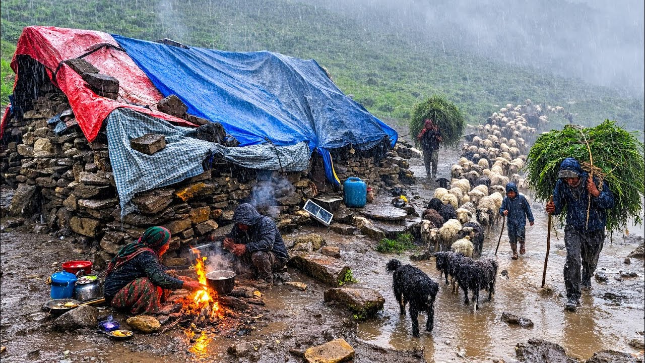 Life in a Nepali Village During Heavy Rain | Nepal Village Monsoon Life |Cooking and Daily Work