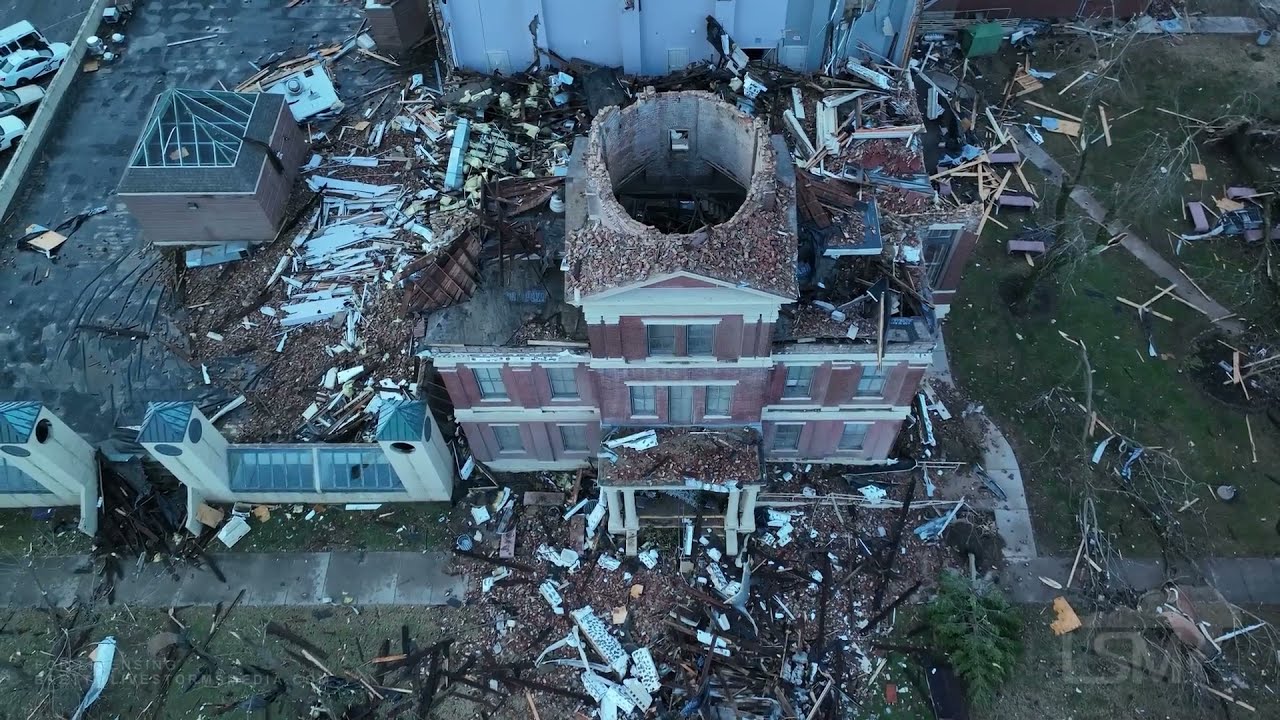 12-11-2021 Mayfield, Ky Catastrophic Tornado damage- First light drone