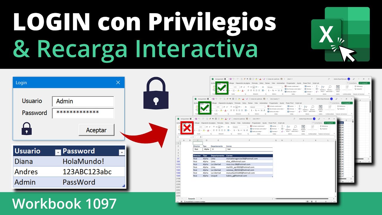 Cómo Hacer un LOGIN en Excel CON PRIVILEGIOS y RECARGA INTERACTIVA