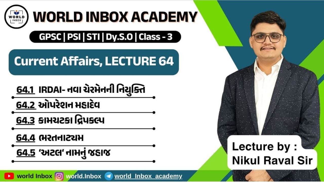 Current Affairs 2025 | Part - 64 Lecture By Nikul Raval Sir | World Inbox Academy