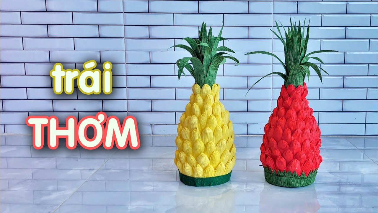 DIY #112 - Cách Làm Trái Thơm  Bằng Giấy Nhún Trang Trí Ngày Tết 2023 - Make Paper Pineapple