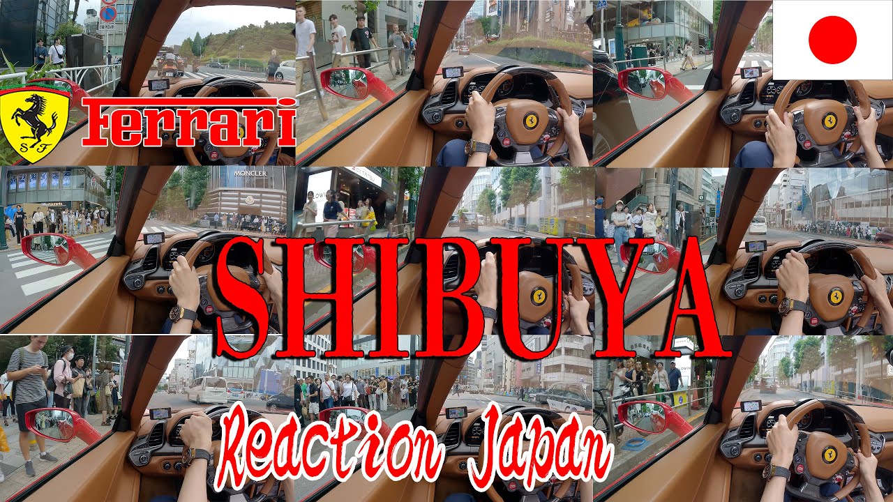 SHIBUYA!!!Public Reaction Driving a Ferrari through Japan