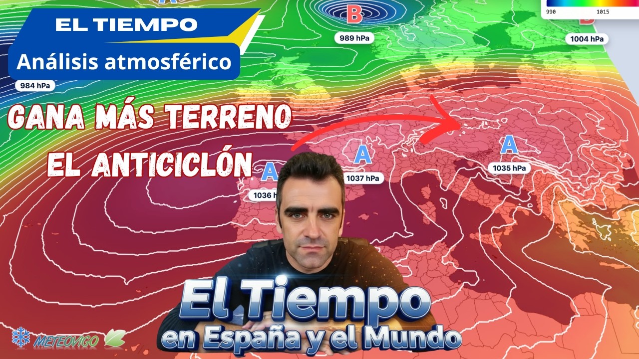 Entrada marítimo polar ❄️​ a mediados de semana, pero el anticiclón se refuerza mucho sobre España.