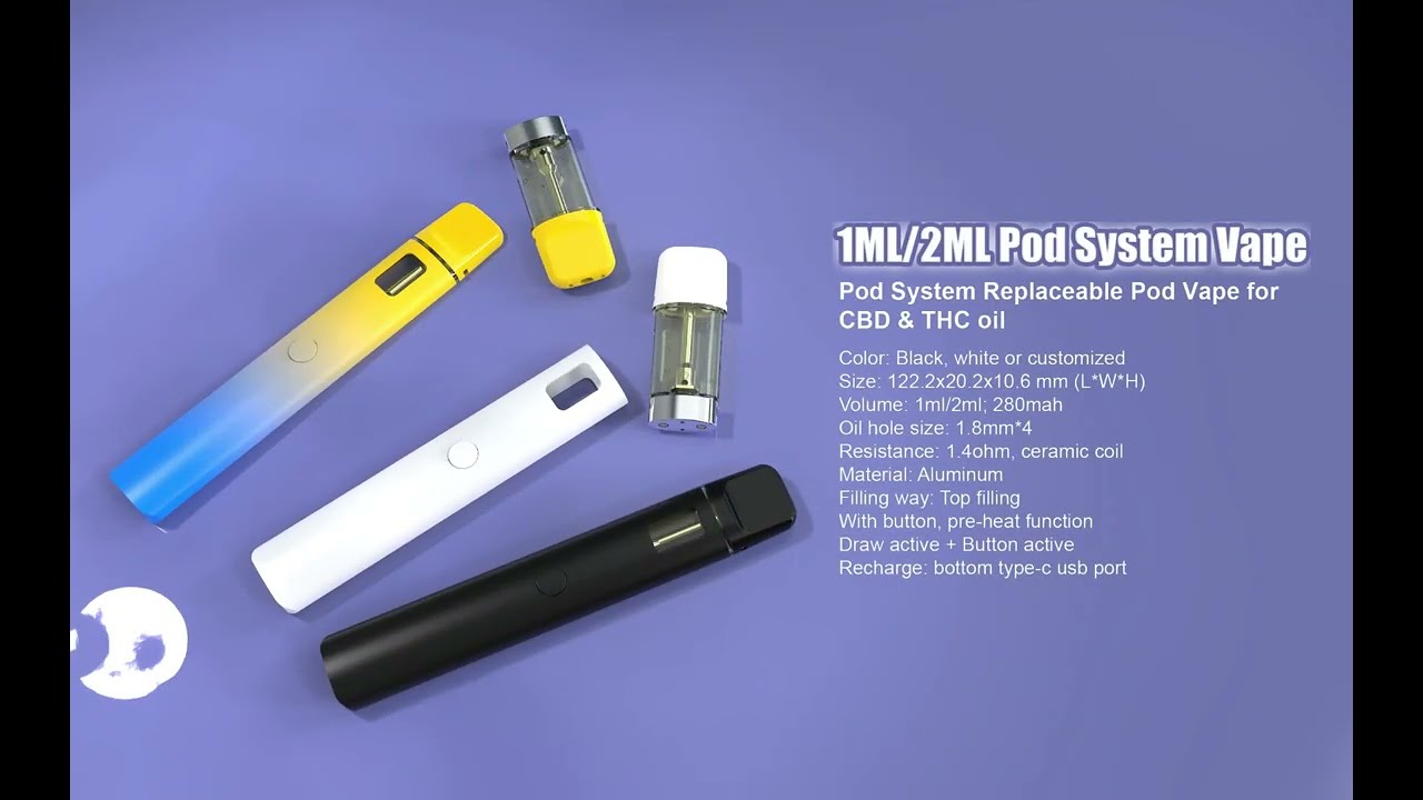 Delta 8 1ml 2ml replaceable pod vape video