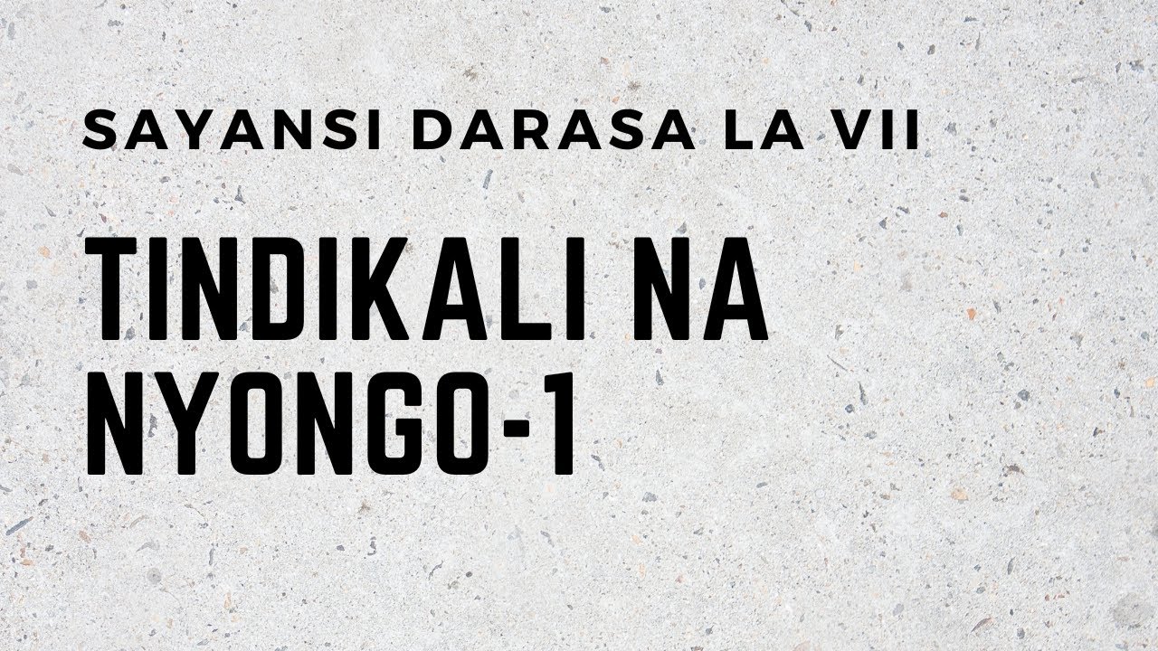 SAYANSI DARASA LA VII   TINDIKALI NA NYONGO 1 1