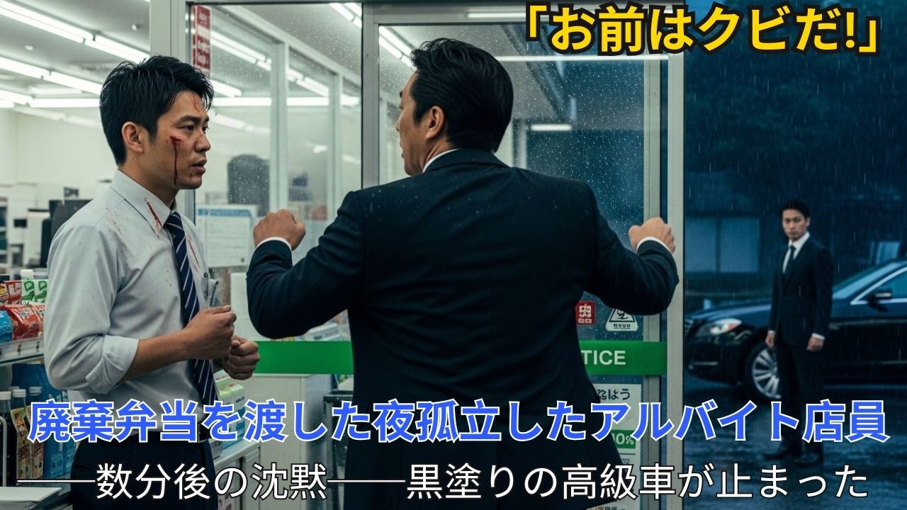「お前はクビだ!」廃棄弁当をホームレスにあげたコンビニ店員は解雇された。だが翌日、黒塗りの高級車が店の前に止まり…