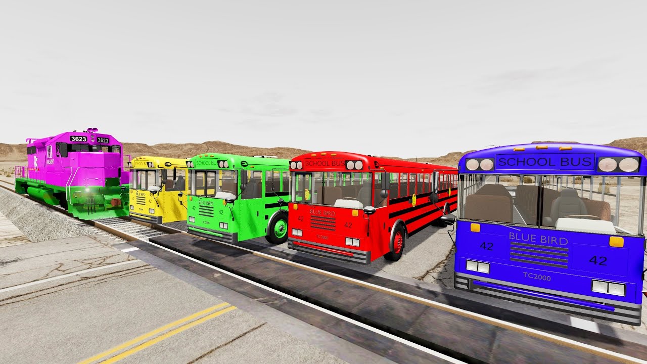 Can 4 Buses Stop the Train? ⚠️ &ndash; BeamNG.Drive