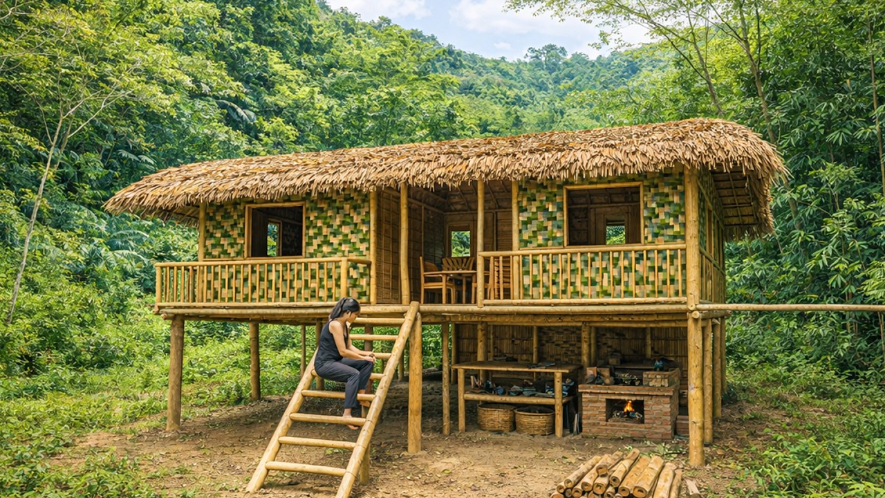 From empty land to stunning bamboo house in just two months. | Start to finish by@tuongthimai1457