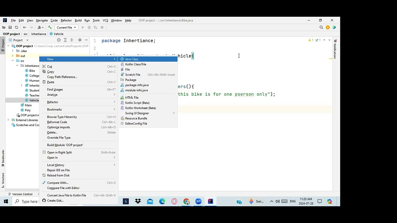 Exercise on Polymorphism