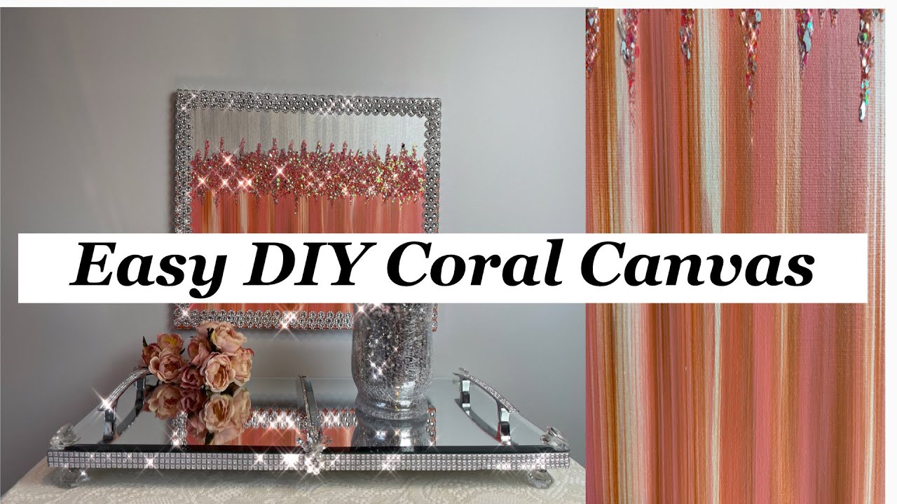 Easy DIY Coral & Silver Canvas