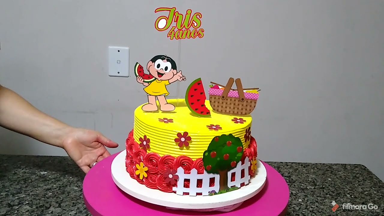 Como Confeitar bolo do tema Magali.