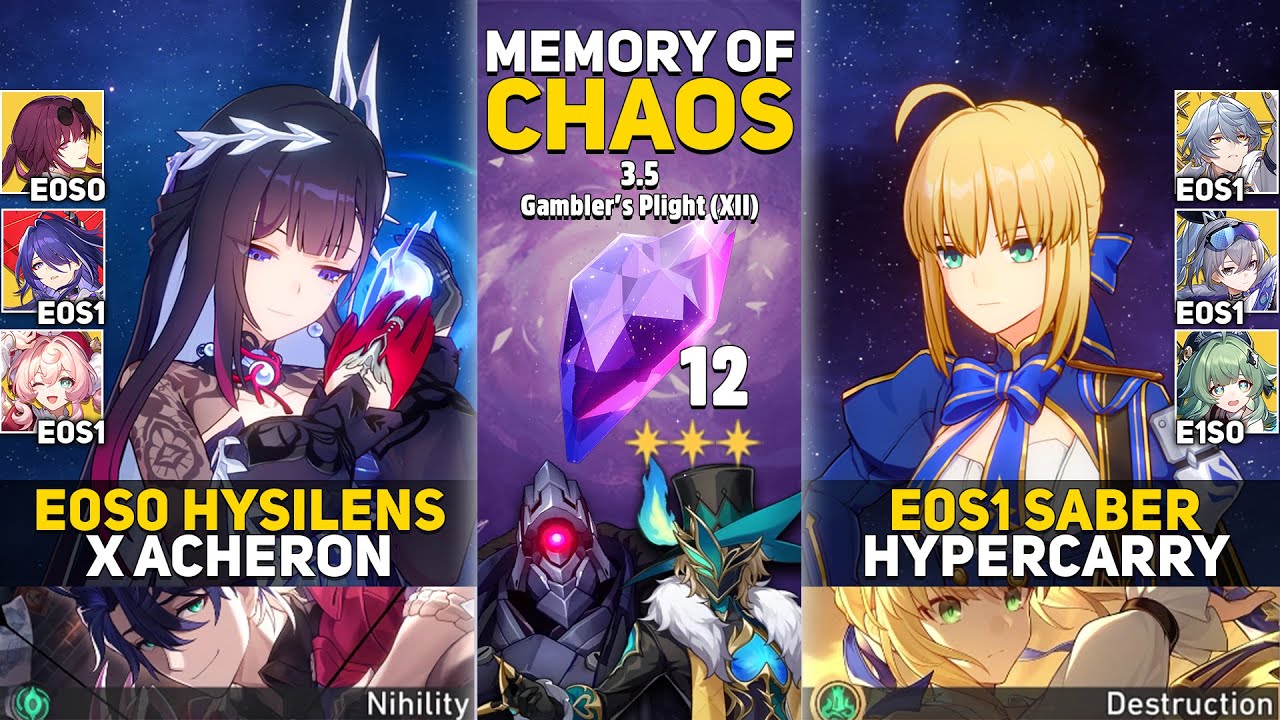 E0S0 Hysilens x Acheron DoT & E0S1 Saber Hypercarry | MOC 12 | Honkai: Star Rail 3.5