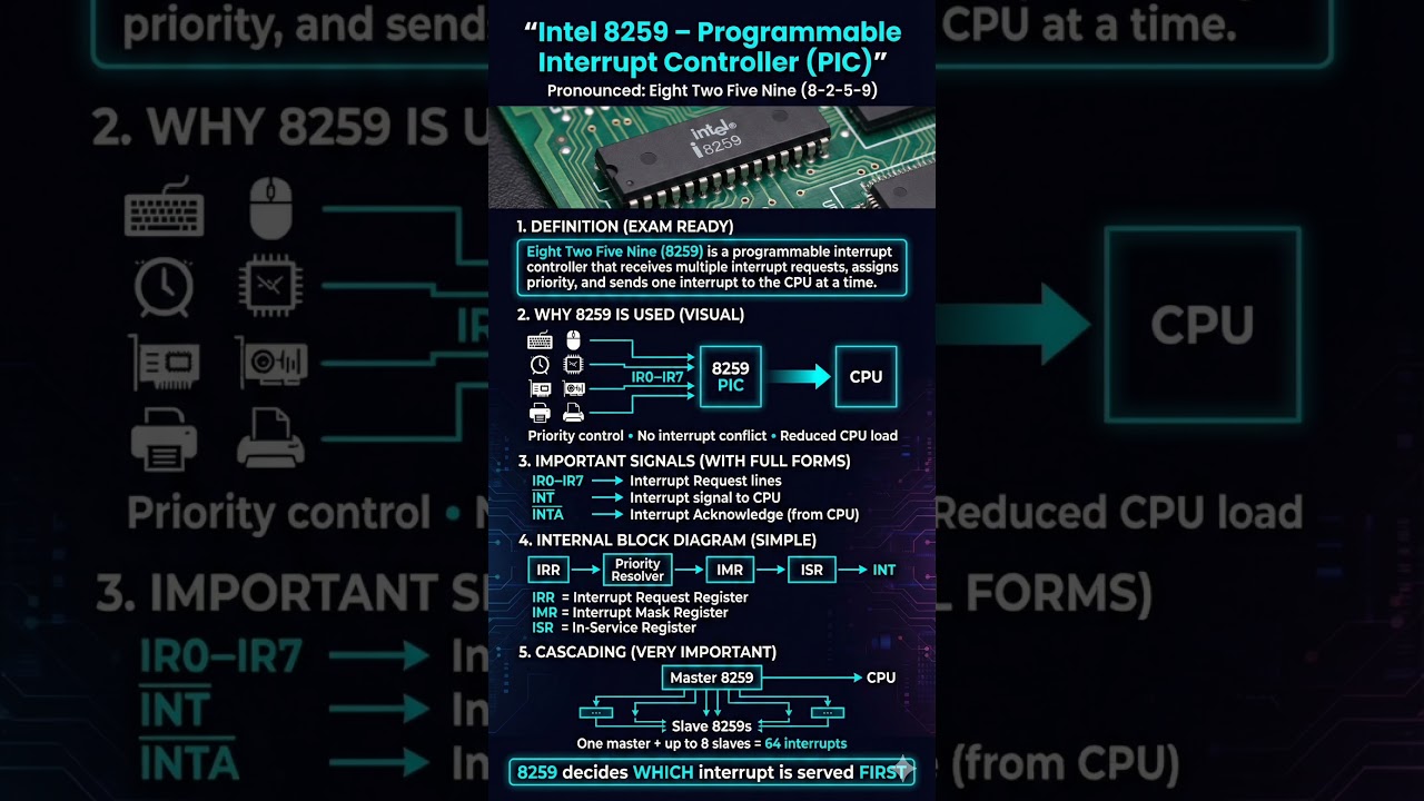 Intel 8259 PIC Explained | Interrupt Priority & Cascading | 8086 Exam Revision