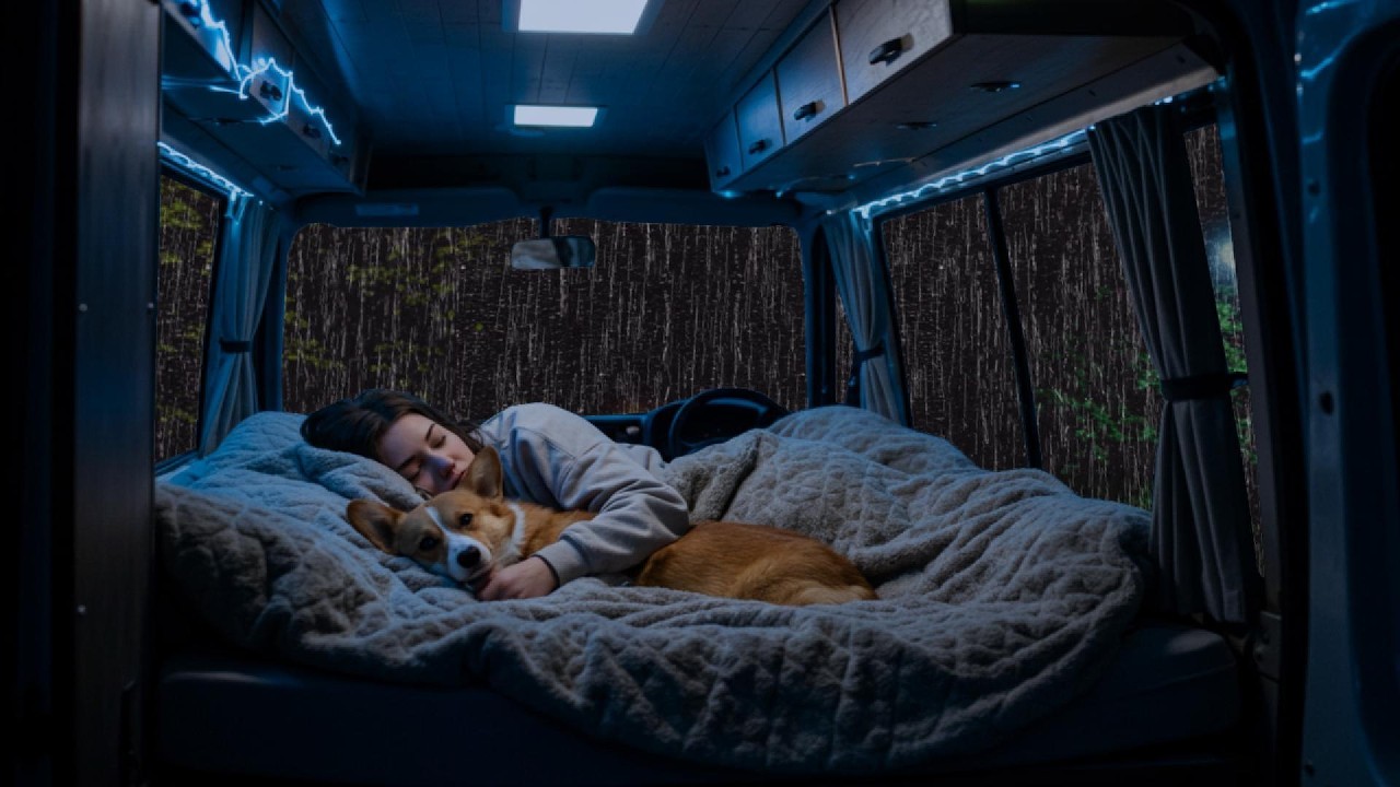 Relaxing Rain & Thunder on Cozy Car ⛈️ Deep Sleep Sounds for Anxiety Relief & Calm Night Ambience