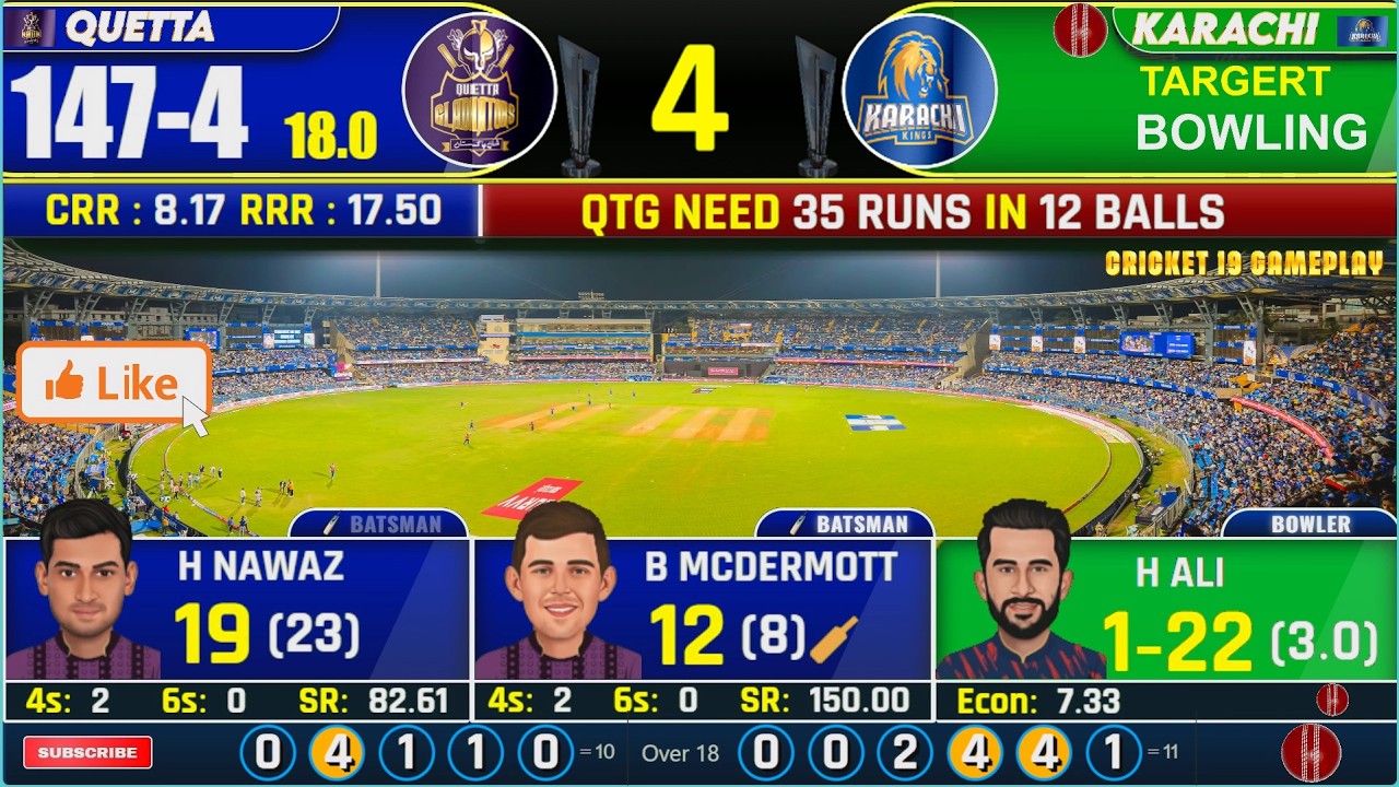 PSL: Karachi vs Quetta 2nd T20 Live Match Today | KK vs QG Live Score & Commentary last 2 Over