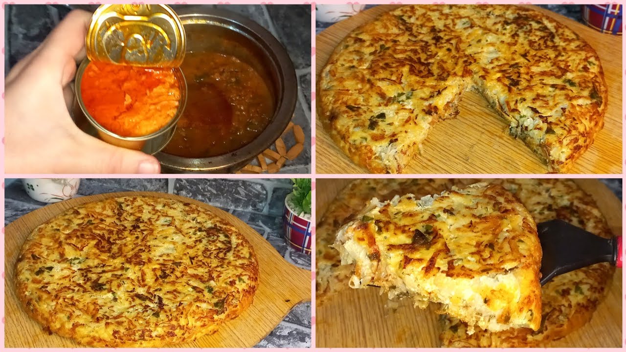 ماشي ضروري دجاج ولا كفتة باش توجدي وجبة عشاء لذيذة😋بعلبة تونة وفي المقلاة فقط برعتهم بأكلة تهبل روعة