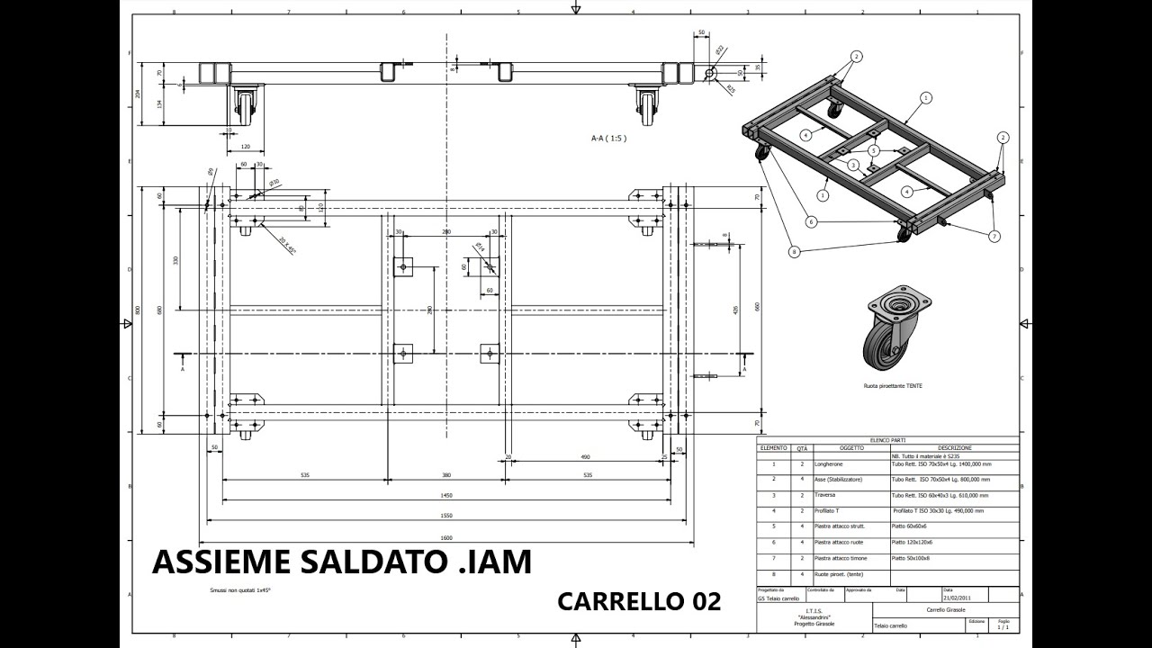 Pier CAD 3D - Corso base Inventor Pro (Video 17/2 Assieme saldato .IAM Carrello)
