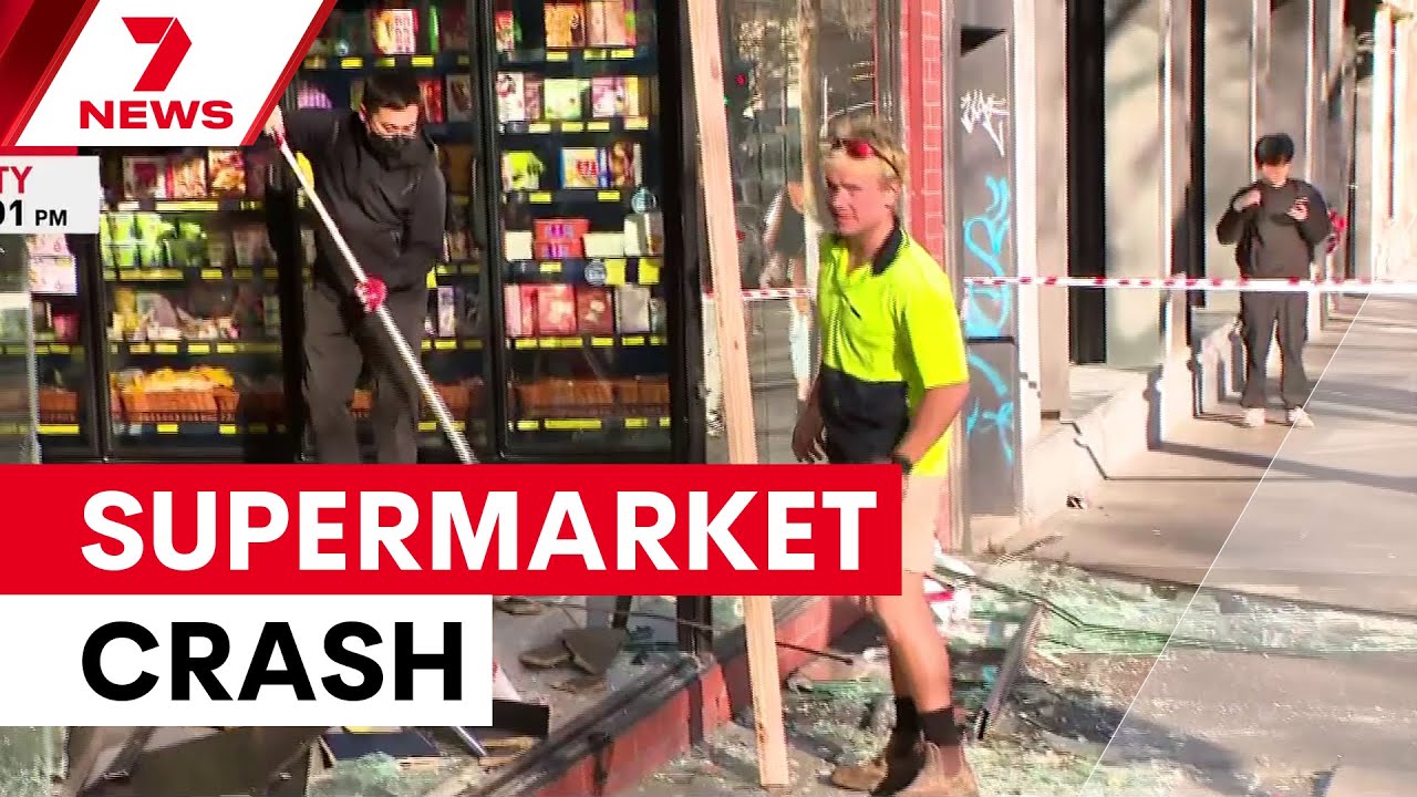 Car crashes into supermarket, injuring shopper | 7NEWS