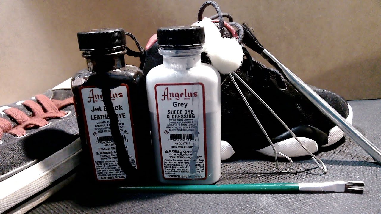 explaining how to use suede dye and leather dye.