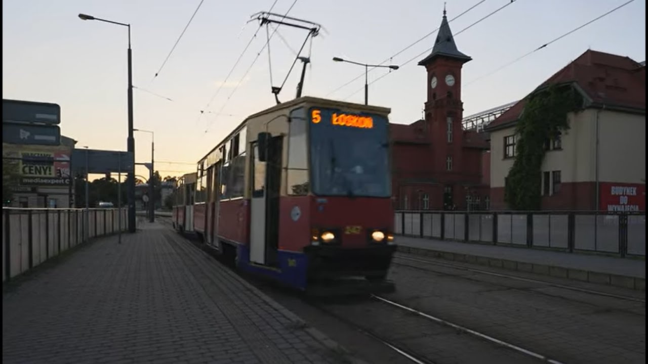 Poland, Bydgoszcz, tram 5 ride from Dworzec Autobusowy to Fabryczna