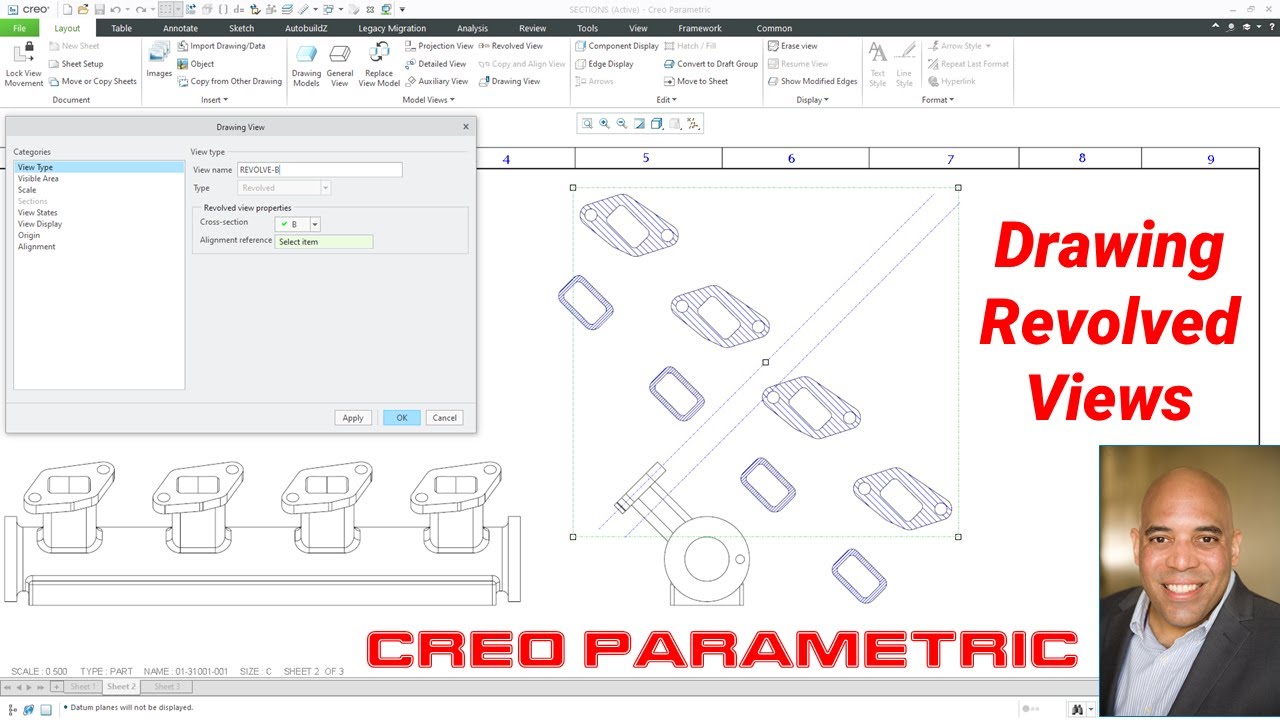 Creo Parametric - Drawings - How to Create Revolved Views
