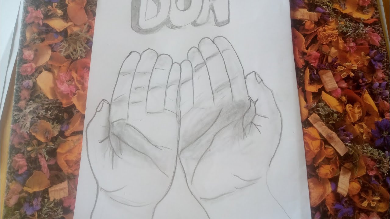 Easy Islamic Drawing for Beginners | Dua Hands & Quran Sketch art by noorkhayal 