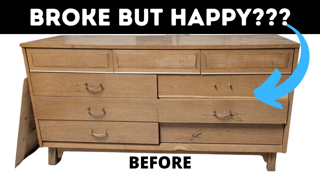 REJECTED Furniture Refinish | Mid Century Modern Makeover & Broken Dresser Repair