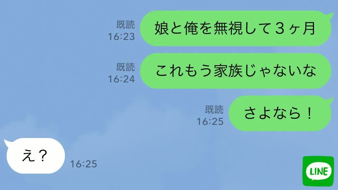 【LINE】ママ友旅行後なぜか俺をフル無視する嫁→黙って家族をやめて永遠に無視してやった結果ｗ【スカッとライン修羅場】