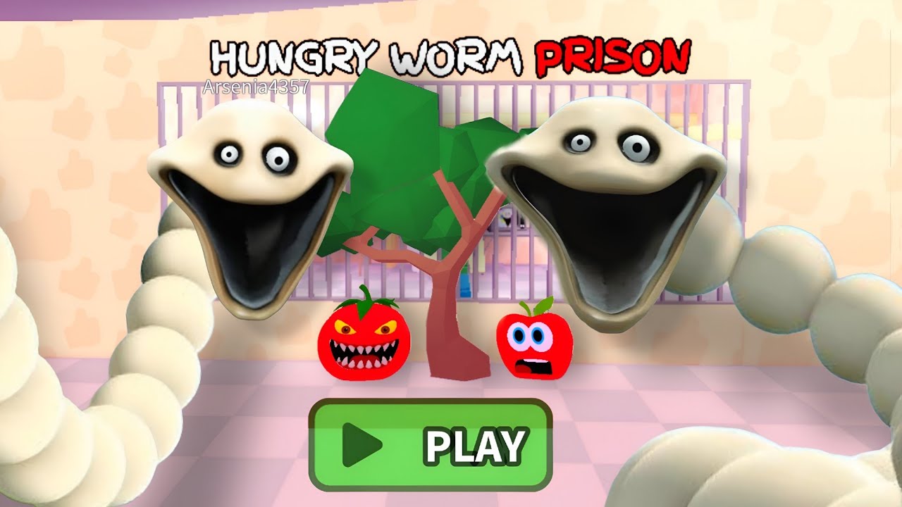 HUNGRY WORM PRISON RUN! (OBBY) - Fast Worm Escapes the Hungry Family! | Goat Gaming