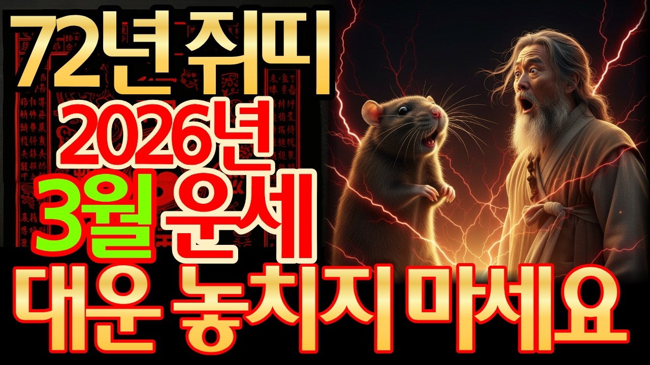 1972년 임자생 쥐띠, 2026년 丙午年 3월 상세 운세(재물운, 문서운, 건강운, 사업운, 직업운, 대인관계운, 애정운, 가정운, 띠궁합, 성씨궁합) 및 3월 행운 번호 공개