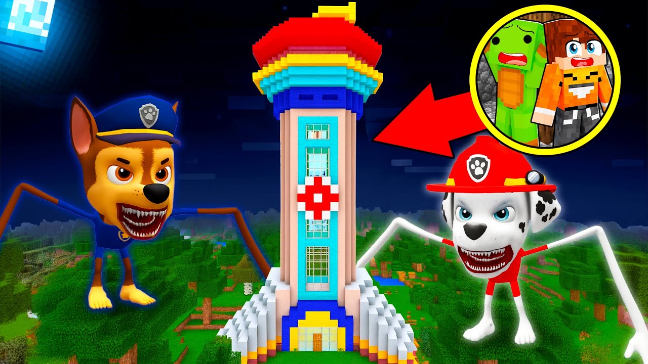 NIGDY NIE WCHODŹ DO WIEŻY PSIEGO PATROLU o 3 W NOCY w Minecraft!