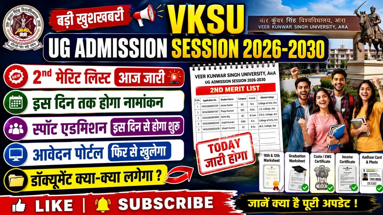 VKSU UG 2nd Merit List 2026 | How To Check VKSU UG 2nd Merit List| VKSU UG Second Merit List 2026