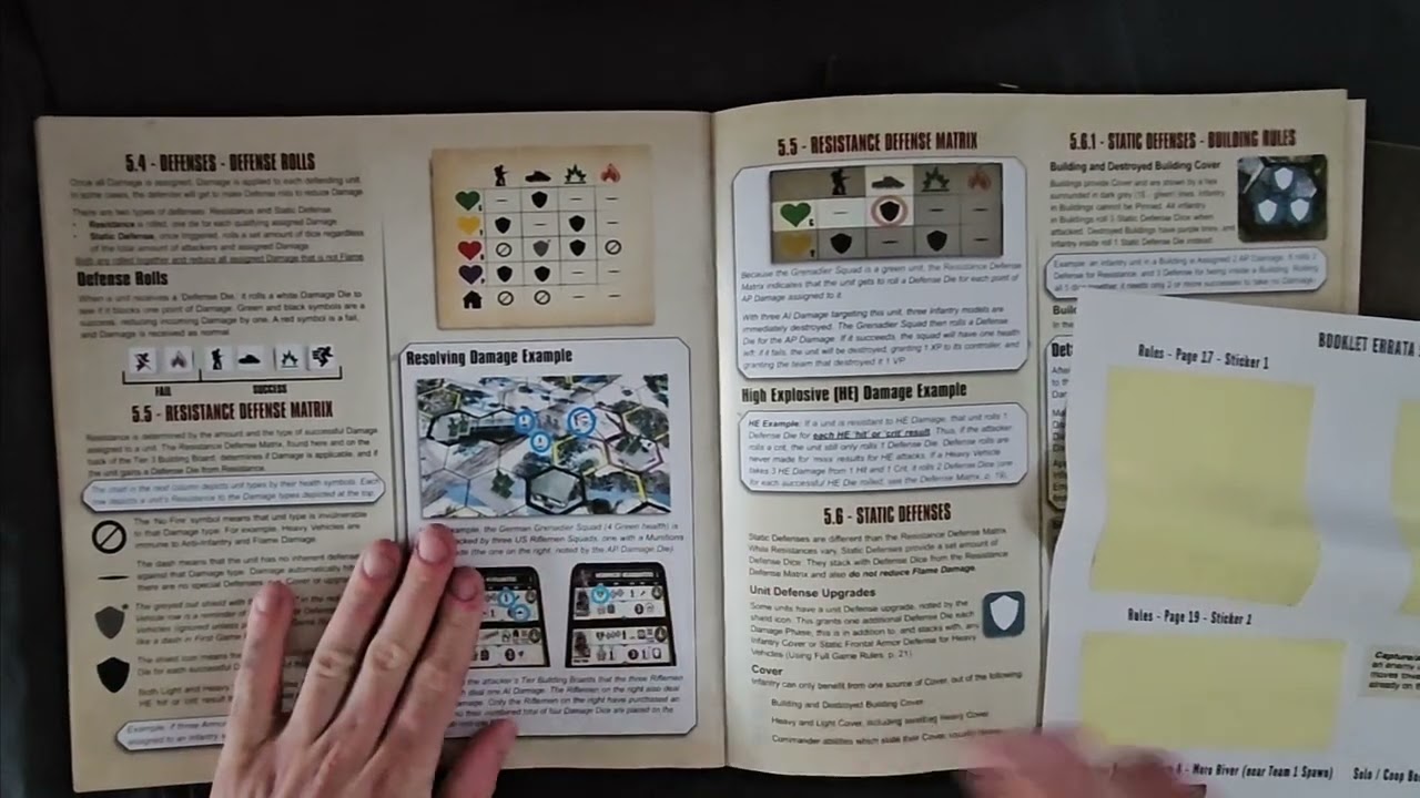 Company of Heroes the Board Game 2e: Errata Sticker placement for the Core and Mission book.