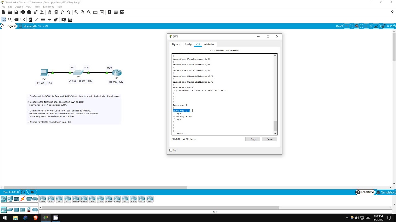 FREE CCNA Lab 022: Telnet / VTY lines