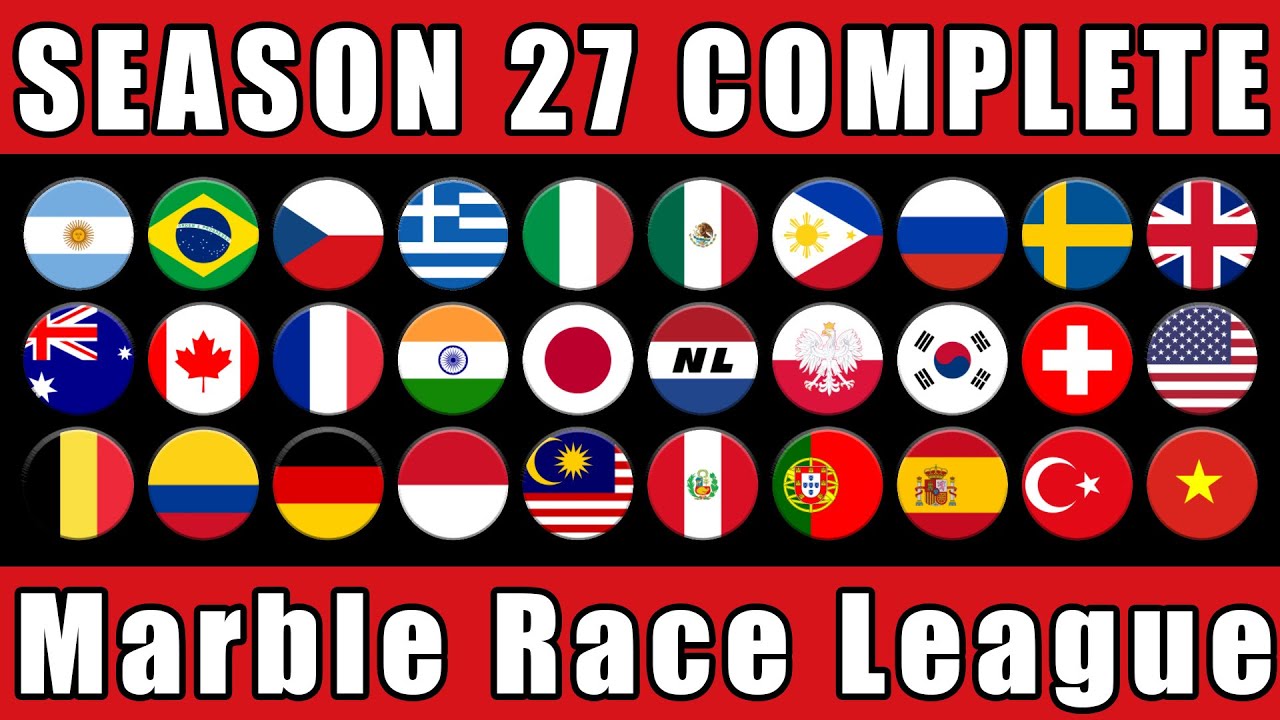 Marble Race League Season 27 Complete Race Day 1-10 in Algodoo / Marble Race King