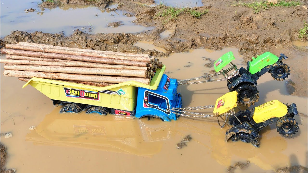 New Dumper Truck Muddy Accident Pulling Out Swaraj Tractor l A3 Toys l jcb video.