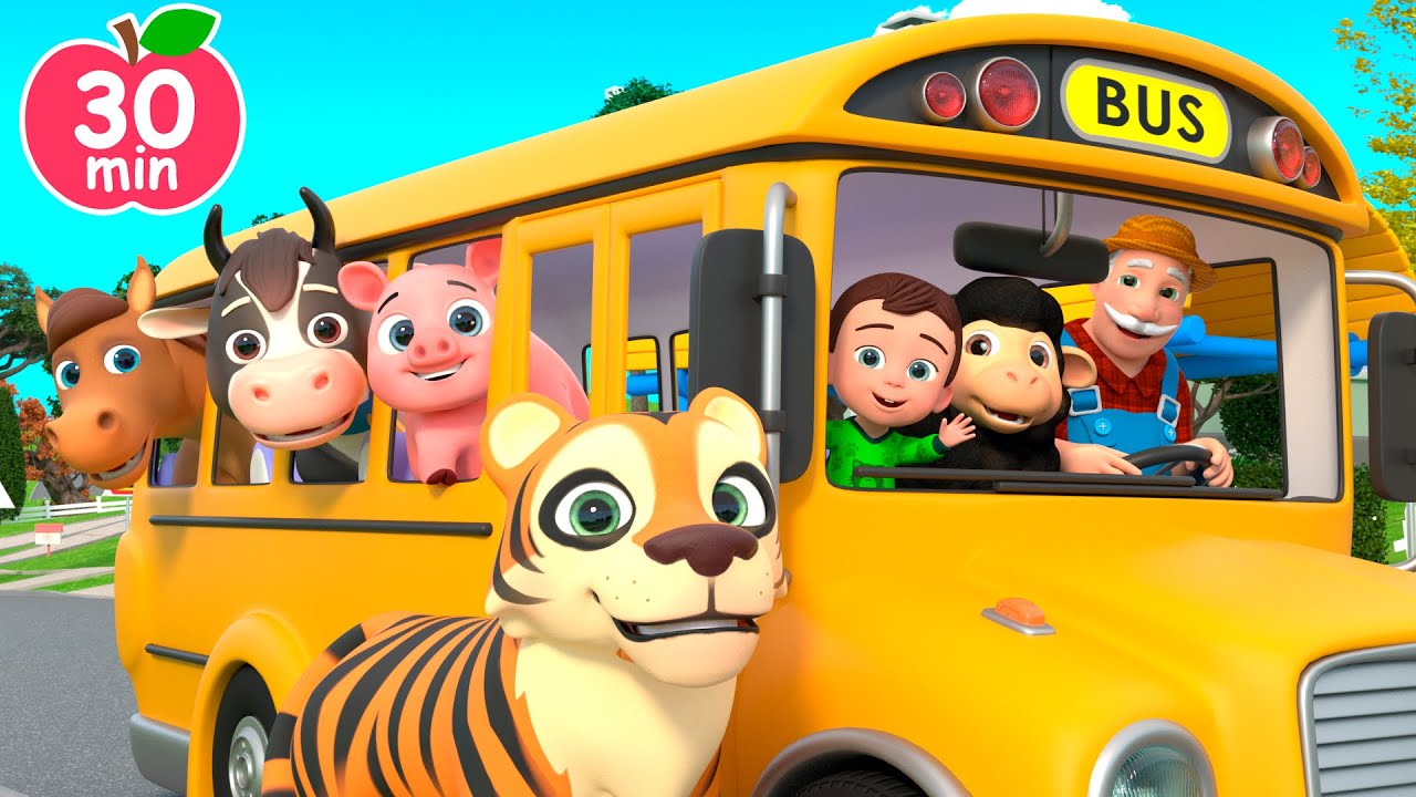 The Wheels on The Bus Song (Animal Version) | Newborn Baby Songs & Nursery Rhymes