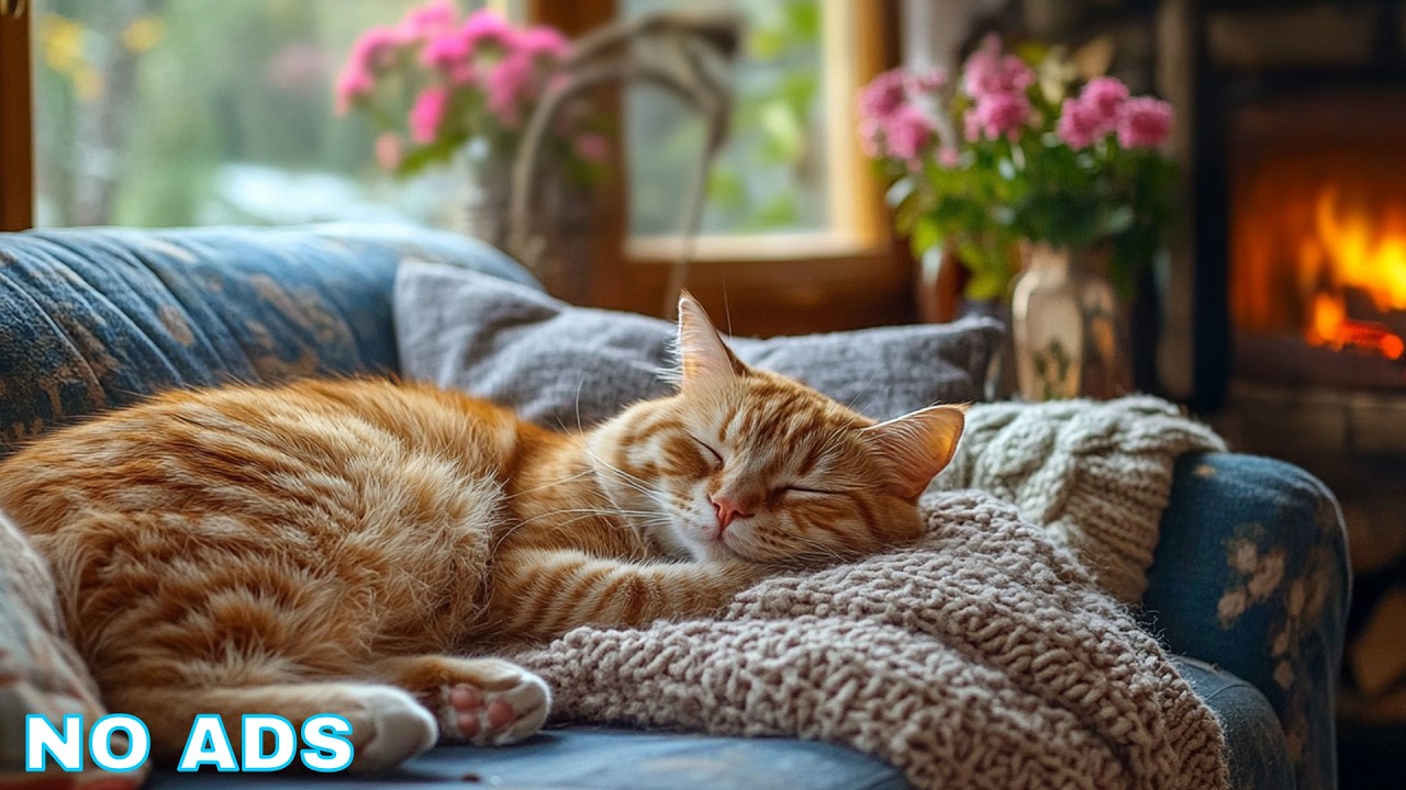 Cat Music with Crackling Fireplace 🐾 Relaxing Music for Cats 🐈 Anti Anxiety Music for Cats
