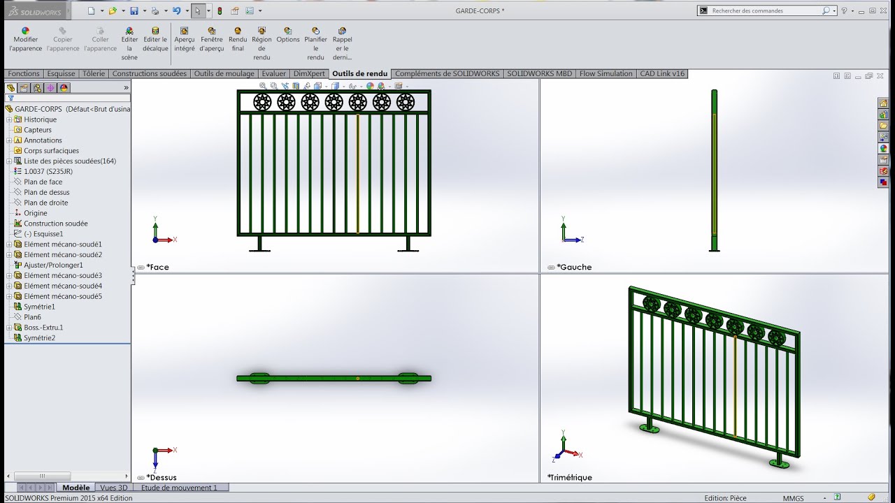 SolidWorks _ Garde-corps paramétré