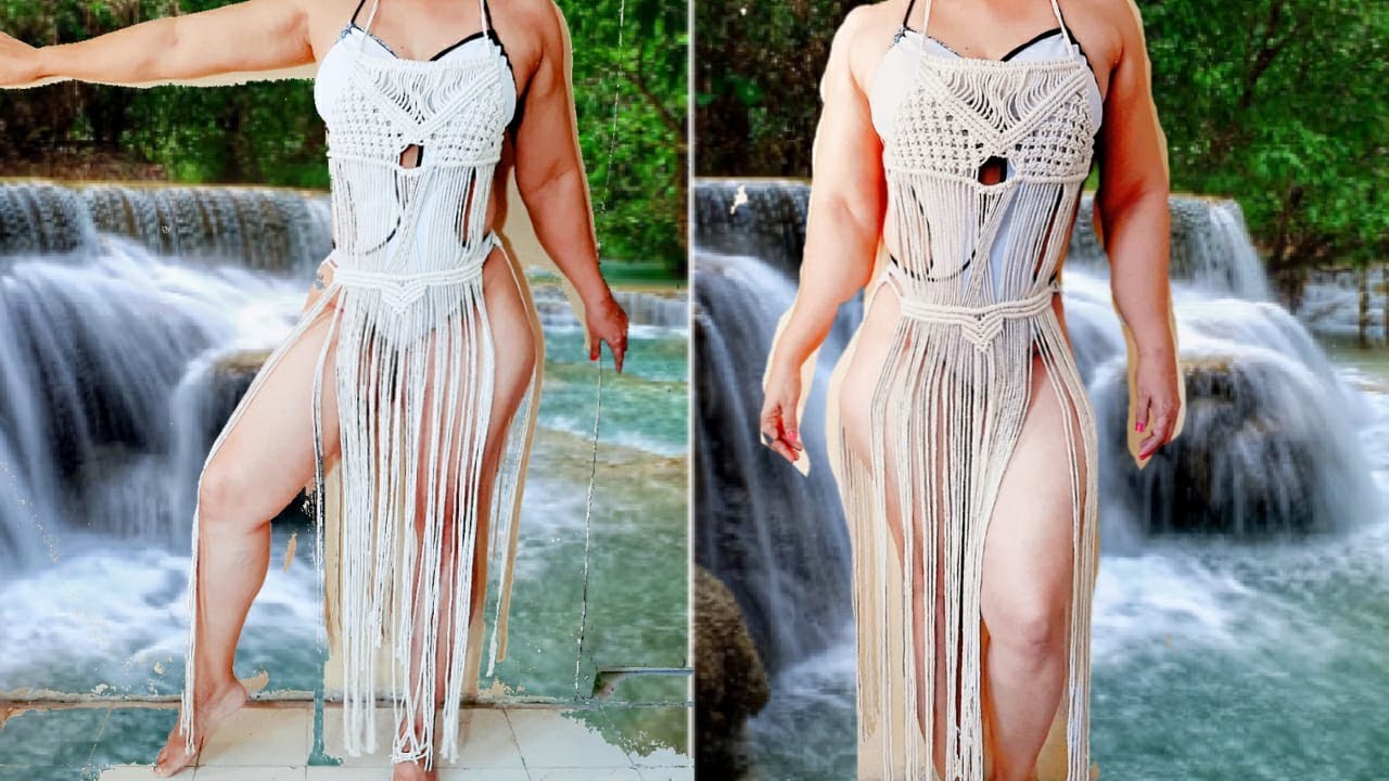 Como hacer una SALIDA DE BAÑO ENTERIZA PLAYERA en MACRAMÉ paso a paso
