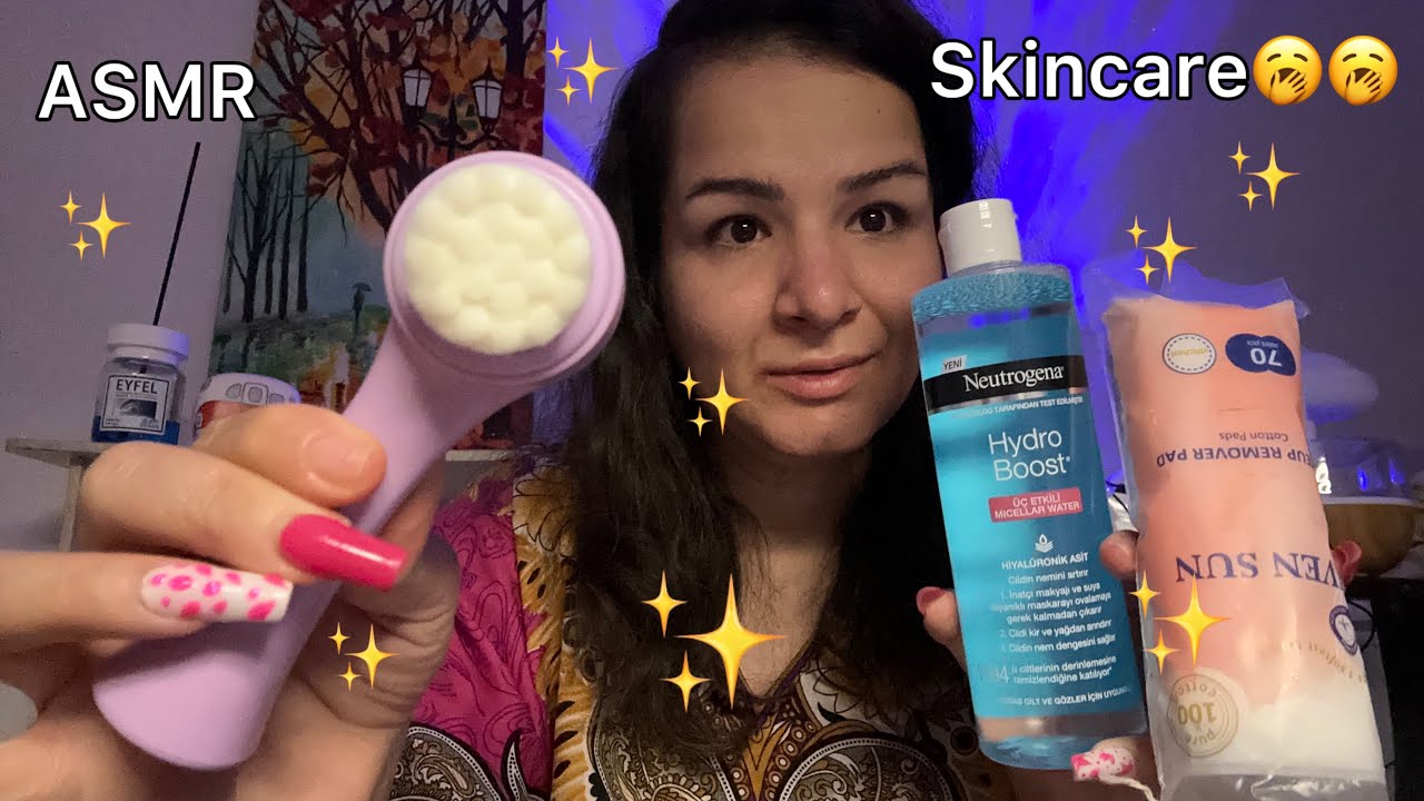 ASMR doing your skincare for sleeping 🥱🌘🧖🏽‍♀️#asmr #relax #tingles 