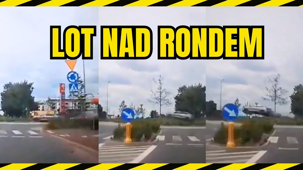 Lot nad rondem w Pleszewie. Kierowca tłumaczył, że zaciął mu się gaz.