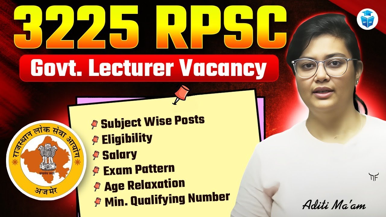 3225 Govt Lecturer Vacancy 😱 | RPSC Teacher Vacancy 2025 | Aditi Sharma