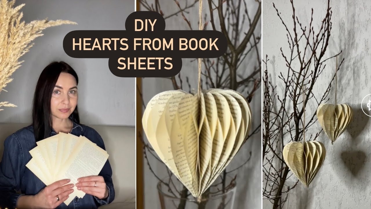 DIY Paper Honeycomb Heart  ❤️ easy to make/ Heart from book sheets 📚/ Valentine’s decorations ✨