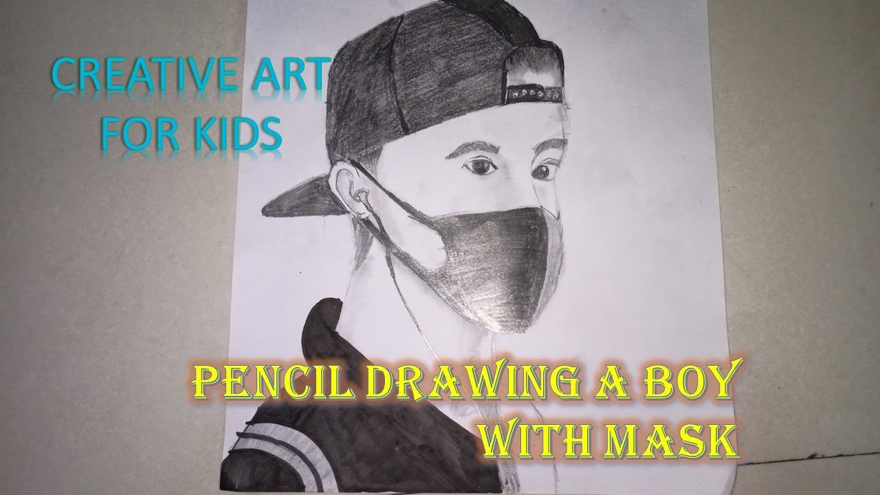 DRAWING A BOY WITH MASK😷. PENCIL DRAWING #CREATIVEARTFORKIDS