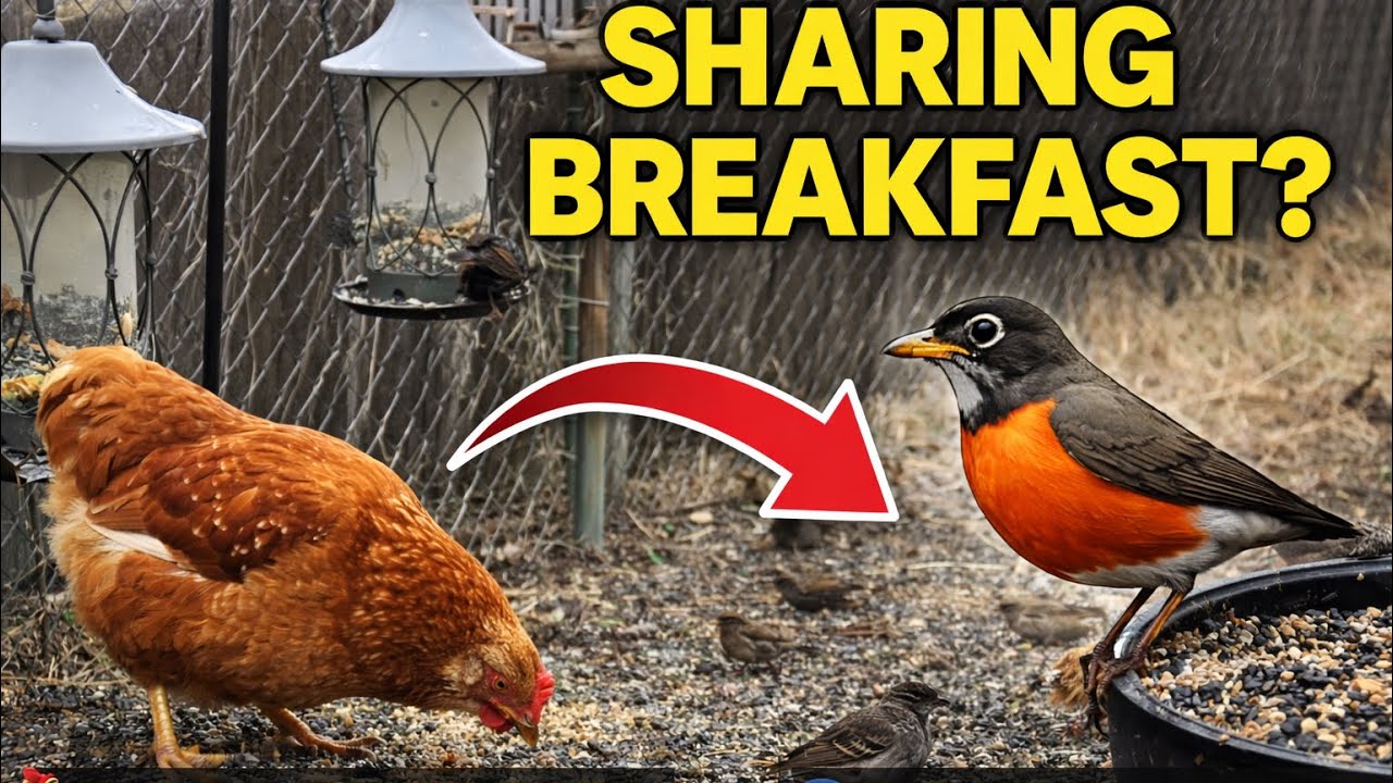 Peaceful Backyard Bird & Chicken Feeding Time 
