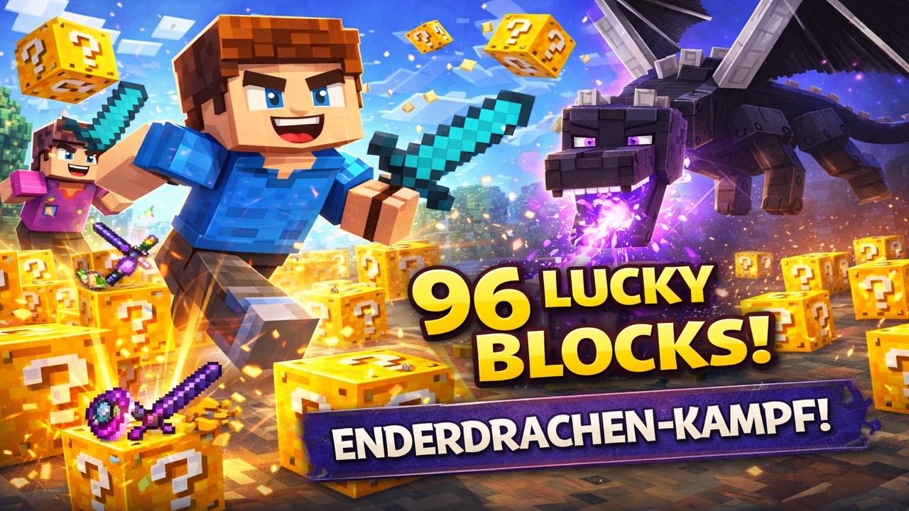 Ich öffne 96 Lucky Blöcke… und kämpfe danach gegen den Enderdrachen?! 😳🔥