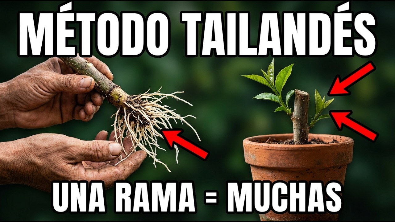 El m&eacute;todo tailand&eacute;s que convierte UNA rama en muchas plantas (sin alporques)