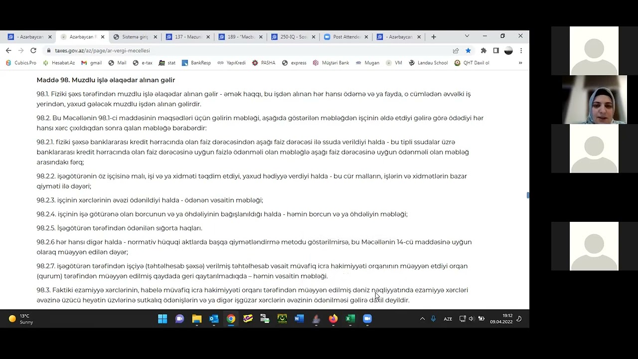 Əməkhaqqı hesablanmasının əsasları və vahid bəyannamənin hazırlanması